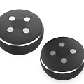 Dual Black Round Wireless Speakers With Modern Button Design And Sleek Edges