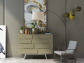 Modern Side Cabinet Side Cabinet Single Chair Vase Combination 3d model