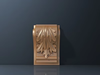 Elegant Golden Carved Leaf Pattern Decorative Panel On Dark Background 3d model
