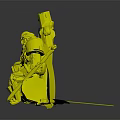 Seated Armored Warrior With Red Brown Beard Standing Cross Knight Near Sword In Gray Background