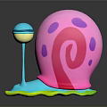 Cute Colorful Toy Snail With Pink Shell Purple Spots Blue Body And Green Base