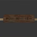 Traditional Wooden Display Shelf With Ornate Carved Top Multiple Shelves Crossbar Support And Bottom Drawers