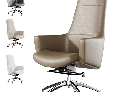 Modern Leather Office Chair With High Back Ergonomic Design And Swivel Base 3d model