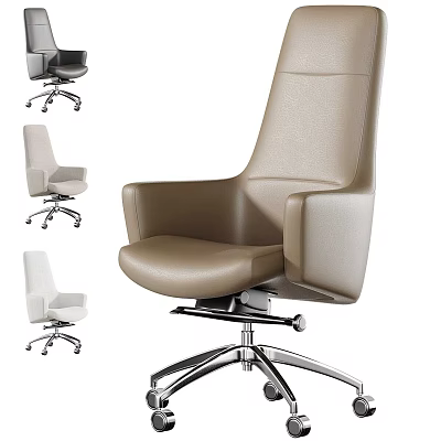 Modern Leather Office Chair With High Back Ergonomic Design And Swivel Base 3d model