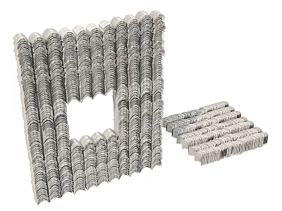 Silver Tile Like Feature Wall With Modern Slim Panels And Stackable Components Design 3d model