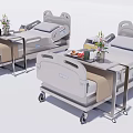Adjustable Mobile Medical Beds With Tray Tables And Side Rails For Patient Care