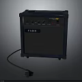 FABIO Electric Guitar Amplifier with Control Knobs and Connected Power Cable 3d model