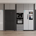 Modern Built In Refrigerators And Freezers With White Black Finishes In Kitchen Cabinet Setup