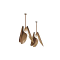 Modern Brass Leaf Inspired Double Pendant Lights With Sleek Minimalist Design 3d model
