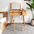Japanese Style Dressing Table Solid Wood Dressing Table 3d model