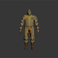 Medieval Full Body Metallic Armor With Gold Blue Accents And Detailed Design