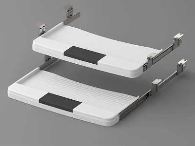 White Stackable Trays with Black Strips and Metal Brackets Design 3d model