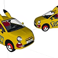 Yellow Pokémon Themed Cars with Pikachu Ears Design and Pokémon Logos on Yellow Body