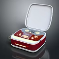 Red Portable Suitcase Design Speaker With Open Lid And Control Buttons 3d model