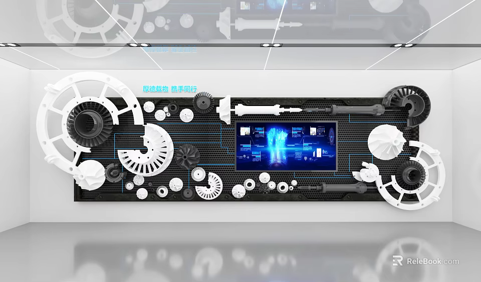 Mechanical Tech Assembly With Gears Circuit Board And Digital Display Interface 3d model
