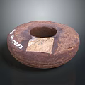 Wood And Stone Crafted Circular Ring With Central Hole And Surface Label 3d model