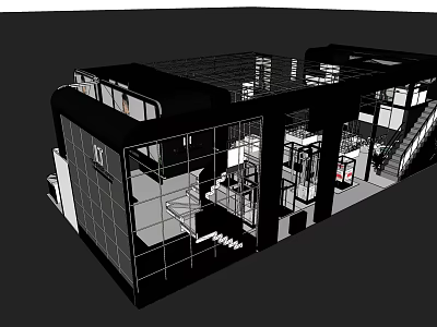 Modern Clothing Store Building With Glass Facade Interior Display Area And Staircase 3d model