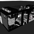 Modern Clothing Store Building With Glass Facade Interior Display Area And Staircase