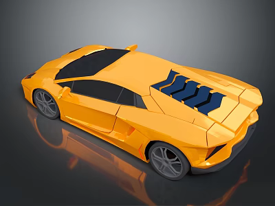 Modern Yellow Sports Car With Sleek Design Black Roof And Blue Rear Accents 3d model