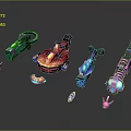 Colorful Futuristic Weapons Collection With Neon Glowing Effects And Modern Sci Fi Design