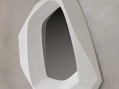 Elegant Geometric White Mirror Design With Gray Wall Modern Mounted Look 3d model
