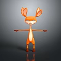 3D Cartoon Deer Character With Orange Fur Large Ears And Outstretched Arms