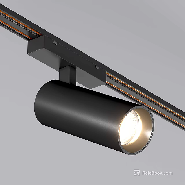 Modern Black Track Mounted Downlight Spotlight with Sleek Design and Bright Light 3d model 