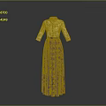 Elegant White Shirt With Three Quarter Sleeves And Dark Blue Long Skirt With Gold Patterns