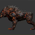Fiery Lava Mythical Beast With Glowing Red Spikes And Volcanic Texture