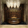 Guanlan Lake Clubhouse Modern Interior Design With Mountain Shaped Wall And Lighting Effects