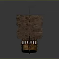 Ancient Wooden Sailing Ship With Brown Sails And Multiple Masts As Historical Water Transport
