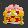 Cute Decorative Storage Box With Pink Cloud Top Golden Frame And Heart Lock