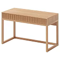 Modern Walnut Wooden Desk With Ribbed Front Panel And Minimalist Design