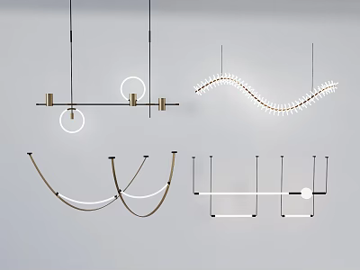 Modern Chandeliers in Four Different Stylish Geometric Designs for Interior Decor 3d model
