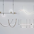 Modern Chandeliers in Four Different Stylish Geometric Designs for Interior Decor 3d model