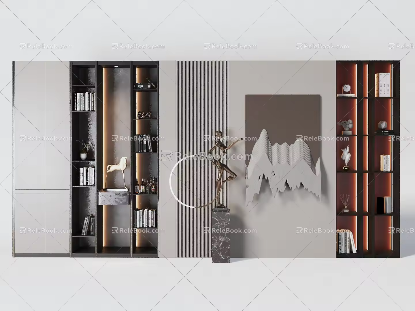 Modern Bookcase Bookshelf 3d model
