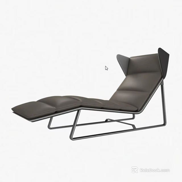 Modern Black Leather Lounge Chair With Metal Frame And Ergonomic Design 3d model 