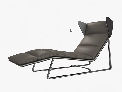 Modern Black Leather Lounge Chair With Metal Frame And Ergonomic Design 3d model