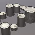 Different Sizes And Shapes Metal Cans With Sealed Lids On Gray Background