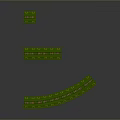 Green Curved and Rectangular Circuit Boards Featuring Electronic Components and Patterns