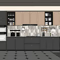 Modern Kitchen Interior With Gray White Cabinets Tile Backsplash And Appliances 3d model