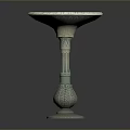 Tall Carved Green Pedestal Vase With Intricate Decorative Base And Rim