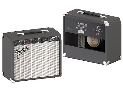 Sturdy Black Portable Fender Speakers With Open Design Showing Internal Components 3d model