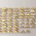 Golden Mountain Shaped Wall Decor Arranged In Various Creative Patterns 3d model