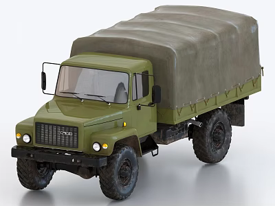 Green Military Style Truck With Canvas Covered Cargo Bed and Heavy Duty Wheels 3d model Green Military Style Truck With Canvas Covered Cargo Bed and Heavy Duty Wheels 3d model