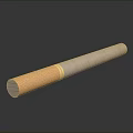 Single Cigarette With White Body Orange Filter Tip And Smooth Surface Texture 3d model