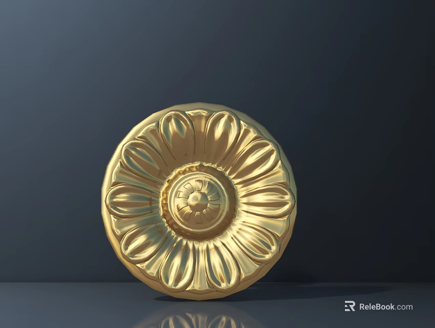 Golden Circular Embossed Decorative Element for Musical Instruments and Art Supplies 3d model 