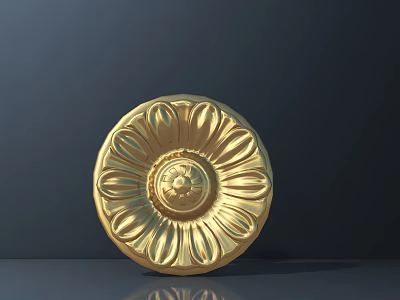 Golden Circular Embossed Decorative Element for Musical Instruments and Art Supplies 3d model