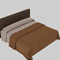 Comfortable Modern Double Bed With Upholstered Headboard And Soft Beige Bedding