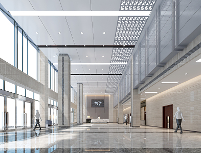 Modern Hall Fashion Office Building Entrance Lobby 3d model